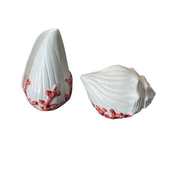VINTAGE 1989 FITZ & FLOYD SEASHELL & CORAL SALT & PEPPER SHAKERS - JAPAN - EUC - Picture 2 of 7